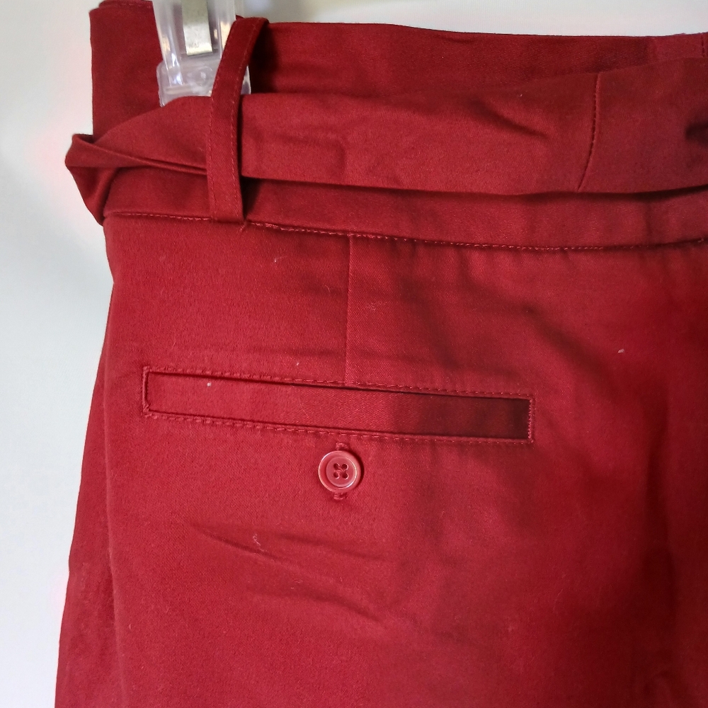 Worthington Modern Fit Shorts with Fabric Sash Belt Size 16 Burgundy - Picture 4 of 7